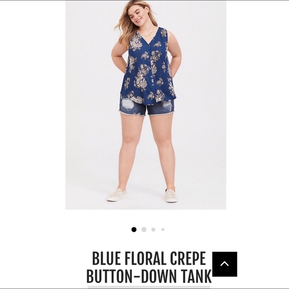 Blue Floral Crepe Button-Down Tank-NWT